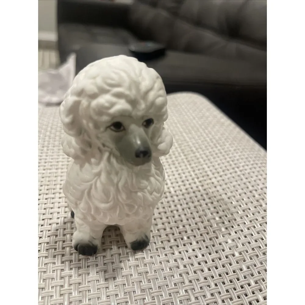 Vintage‎ Porcelain White Permed Coif Poodle Figurine Hand Painted Pretty